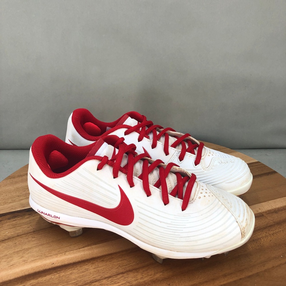 Nike Lunar HyperDiamond 3 Metal Softball Cleats White Red Womens Size 7